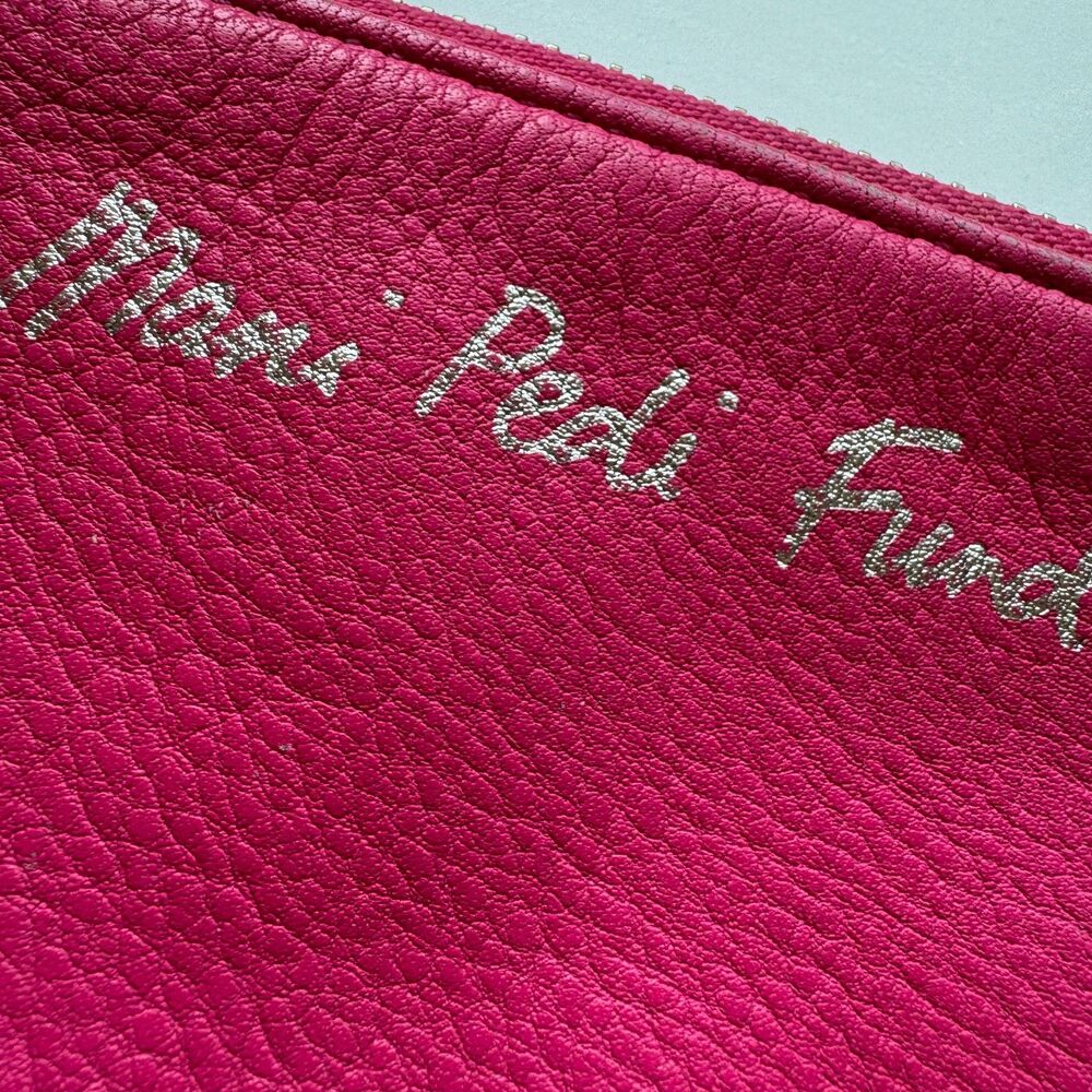 Rebecca Minkoff Mani Pedi Fund Hot Pink Pebbled Leather Zip Wallet Coin Pouch - Picture 5 of 9